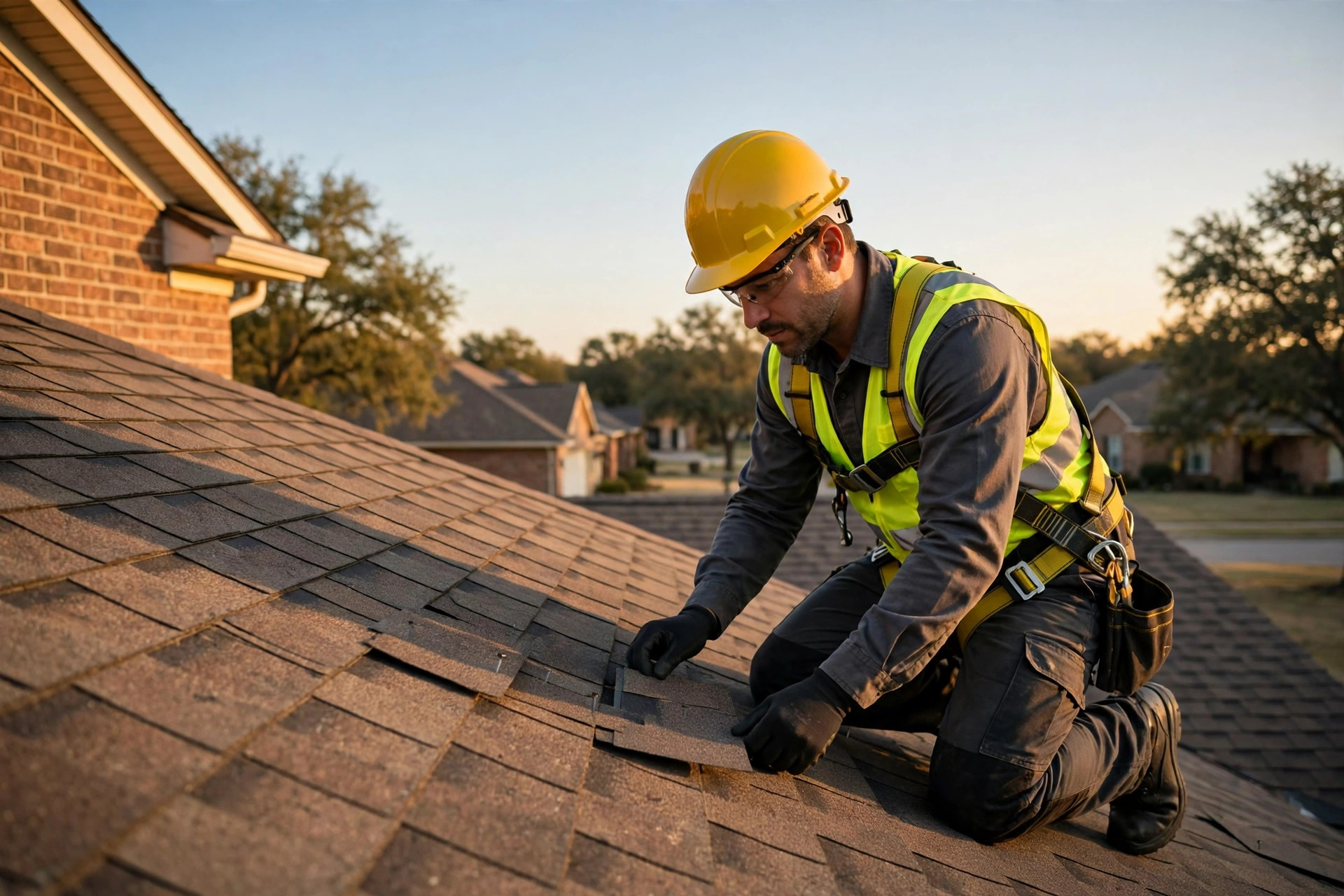 Roofer working on a residential roof